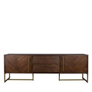 Buffet bas en bois d'acacia marron et laiton