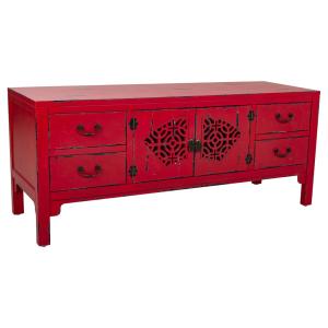 Buffet bas en bois rouge 120x40x50h