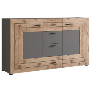 Buffet bas industriel 160 cm bois / gris
