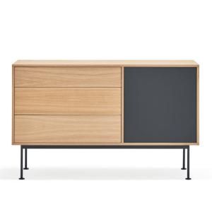 Buffet bas moderne 128cm en bois YOKO gris anthracite 128x4…