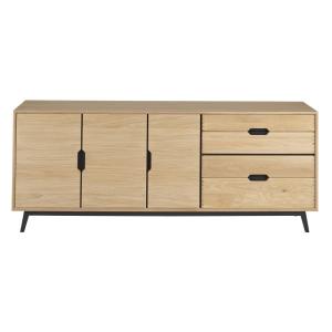 Buffet bas nordique en chêne  3 portes   4 tiroirs L200