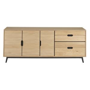 Buffet bas nordique en chêne  3 portes   4 tiroirs L200 noi…