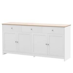 Buffet Bas Scandinave 3 Tiroirs et 4 Portes Blanc