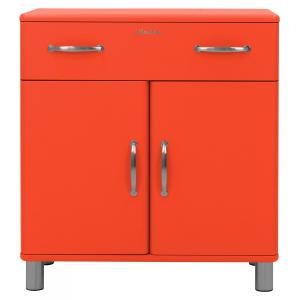 Buffet bas style rétro 2 tiroirs 2 placards orange