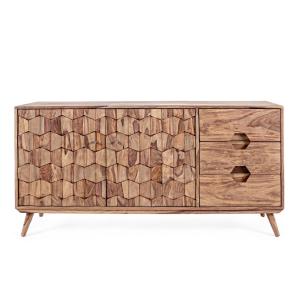 Buffet bas vintage en bois 2 portes et 3 tiroirs L145