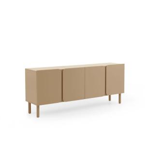 Buffet beige avec bords arrondis aux coins des portes