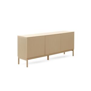 Buffet beige avec rainures sur les portes et les côtés