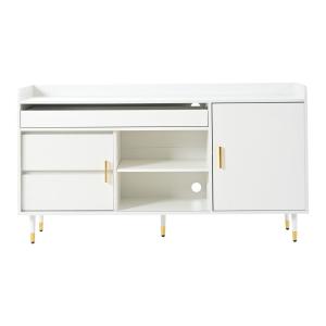 Buffet blanc 3 tiroirs avec portes coulissantes en verre et…
