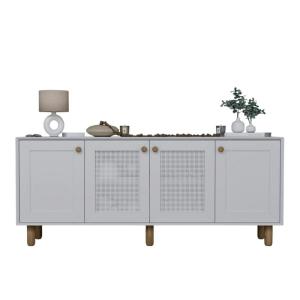 Buffet blanc 4 portes détail cannage L180 cm