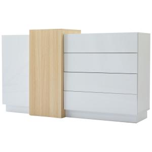 Buffet blanc brillant effet bois 4 tiroirs et 2 portes 140*…
