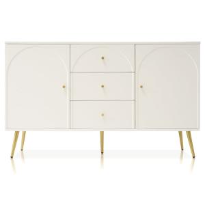Buffet blanc crème 2 portes et 3 tiroirs poignés et pieds d…