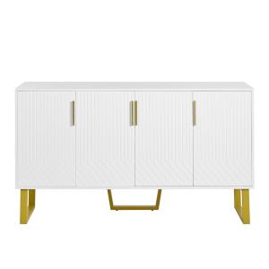 Buffet blanc laqué motifs géométriques pieds