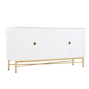 Buffet blanc texturé en relief 4 portes style luxe accent d…