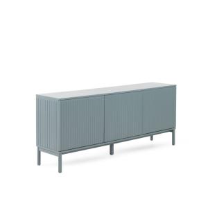 Buffet bleu avec rainures sur les portes et les côtés