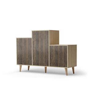 Buffet bois effet chêne clair, 3 portes chêne Brun L127,40x…