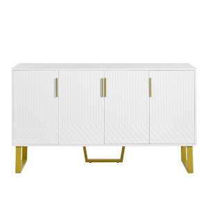 Buffet cabinet blanc avec pieds dorés et rangements