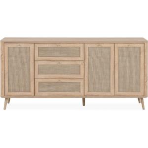 Buffet cannage et effet bois naturel 175 cm