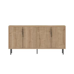 Buffet cannelé 4 portes aspect bois 150x75cm