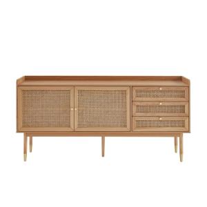 Buffet chêne et cannage rotin 180cm