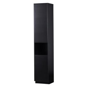 Buffet colonne en bois de pin massif noir 40x40x210cm