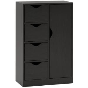 Buffet commode - 1 placard & 4 tiroirs - bois - noir