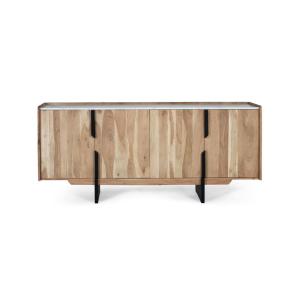 Buffet contemporain en bois d'acacia avec plateau en marbre