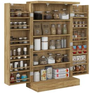 Buffet cuisine 12 étagères à portes bois effet bois naturel…