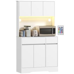 Buffet cuisine lumière LED RGB plan de travail bois d'ingén…