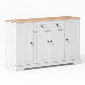 Buffet d’extérieur en bois blanc et naturel – Table de jard…