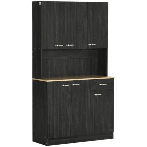 Buffet de cuisine 6 portes 1 tiroir bois noir