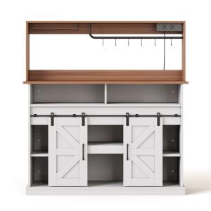 Buffet de cuisine avec étagère bar et rangements Blanc