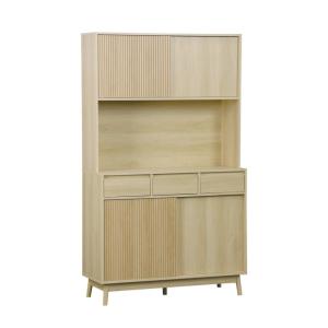 Buffet de cuisine décor bois 4 portes 3 tiroirs 110 cm, nat…