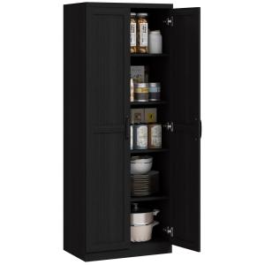Buffet de cuisine double porte panneau de particules noir