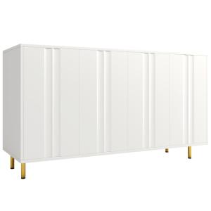 Buffet design blanc 4 étagères et 2 portes battantes