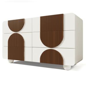 Buffet design blanc et marron à relief demi-lune