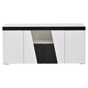 Buffet design blanc et noir 140 cm avec éclairage LED intég…