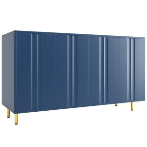 Buffet design bleu marine 4 étagères et 2 portes battantes