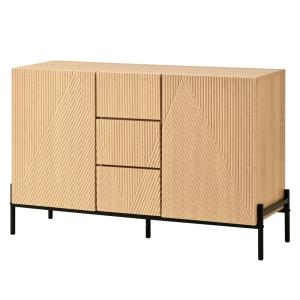 Buffet design en bois naturel à façades géométriques 115,5…