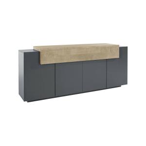 Buffet effet bois anthracite, beige 220x45h86 cm