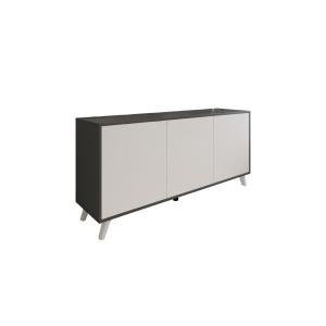 Buffet effet bois anthracite, blanc 154x40h72 cm