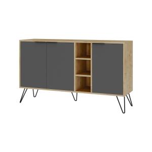 Buffet effet bois beige, anthracite 142x36  cm