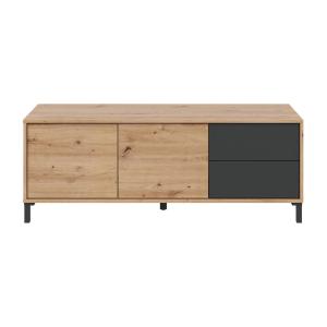 Buffet effet bois beige, anthracite 147x41h47 cm