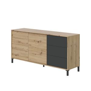 Buffet effet bois beige, anthracite 154x41 cm