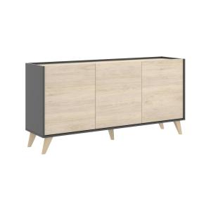 Buffet effet bois beige, anthracite 155x43 cm