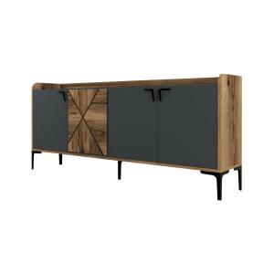 Buffet effet bois beige, anthracite 180x35 cm