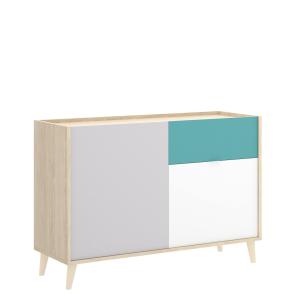 Buffet effet bois beige, blanc 105x43 cm