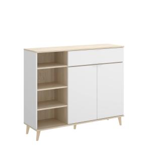 Buffet effet bois beige, blanc 120x40 cm