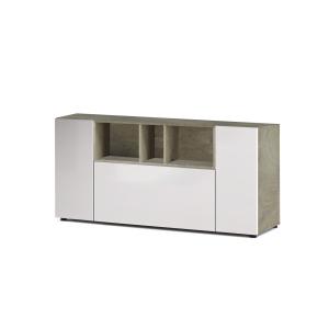 Buffet effet bois beige, blanc 150x41 cm