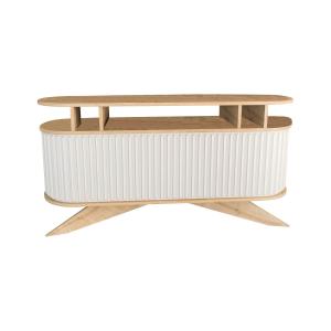 Buffet effet bois beige, blanc 150x43  cm