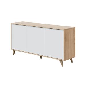 Buffet effet bois beige, blanc 154x40h75 cm